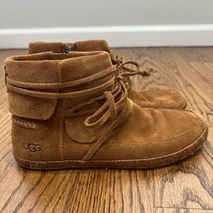 UGG Chestnut Suede Lace-Up Boots